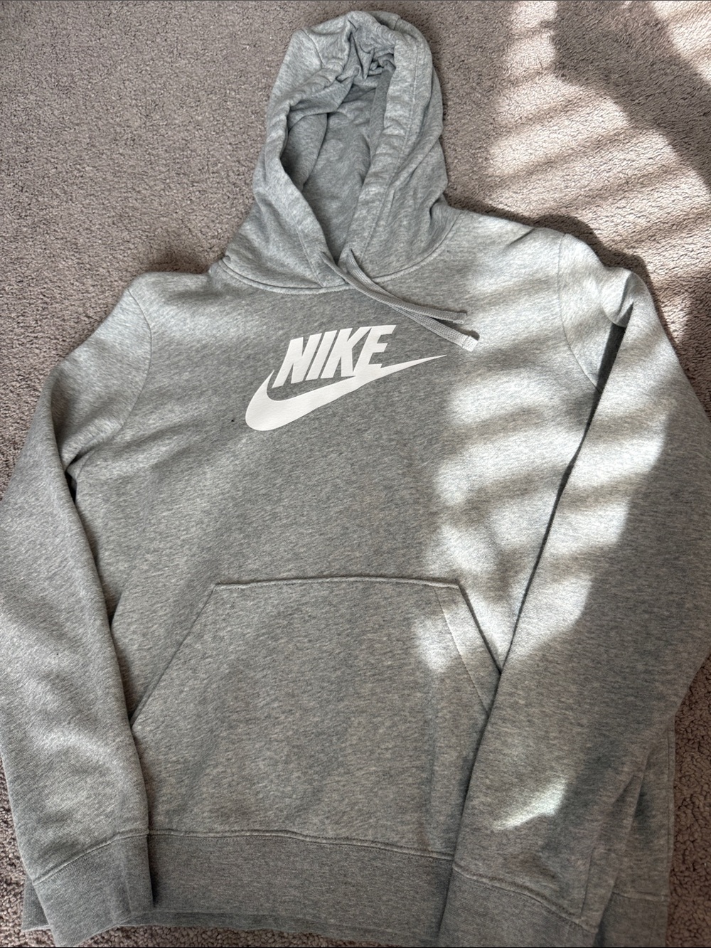 Nike Grey Hoodie with White Swoosh Logo